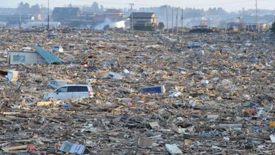 Debris covered a large area in Natori, near Sendai in Miyage prefecture of Japan, after the earthquake and tsunami in March.