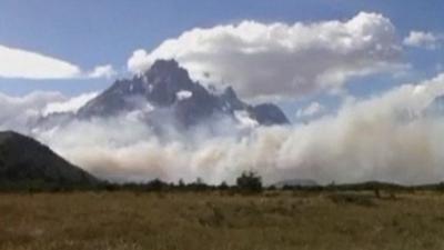 Smoke clouds in Torres del Paine national park