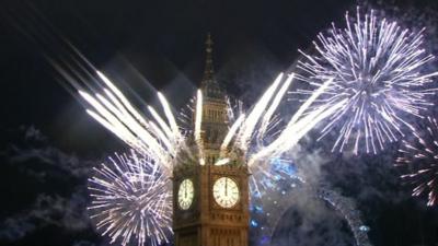 Fireworks emerging from Big Ben