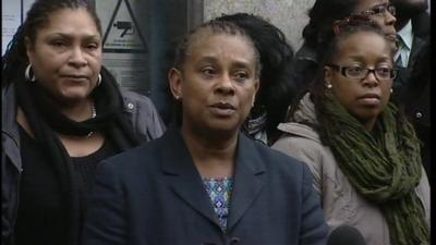 Doreen Lawrence speaking outside court