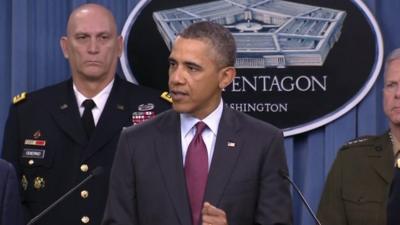 President Obama delivers press conference in Washington.