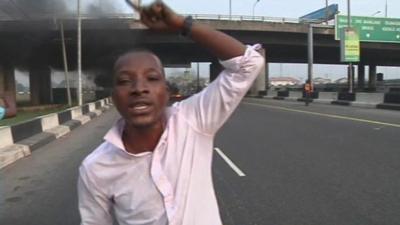 Angry protester in Lagos