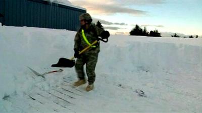 Clearing the snow in Cordova