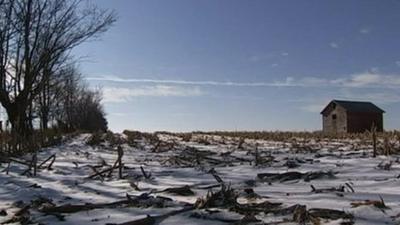 A field and barn and bar in Ohio