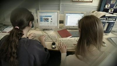 School children using computers