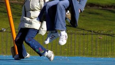 Children on swings in a park