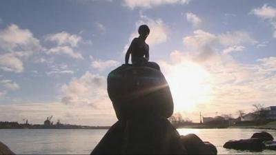 Copenhagen's statue of The Little Mermaid.