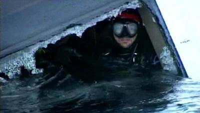 Diver inside the Costa Concordia