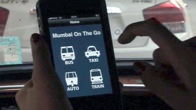 Mobile phone showing transport fare checking app