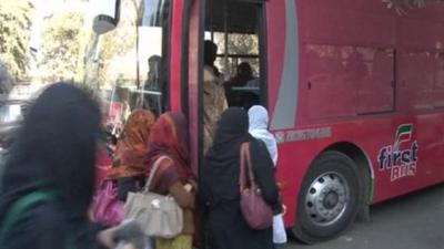 Pink bus service for women in Lahore