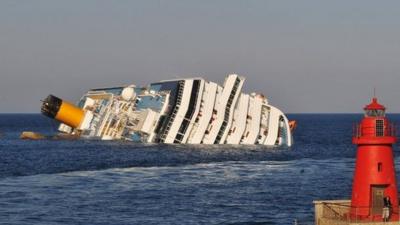 The capsized Costa Concordia