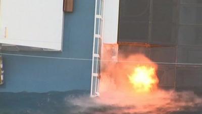 Explosives used to blast a hole in the Costa Concordia