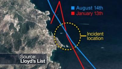 Graphic showing how close the Costa Concordia got to the island of Giglio