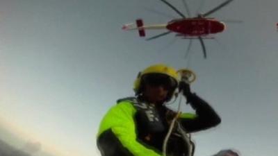 Man lowered from helicopter onto liner