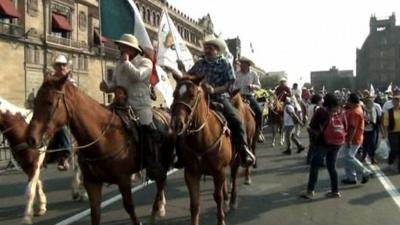 Farmers demonstrating in Mexico City