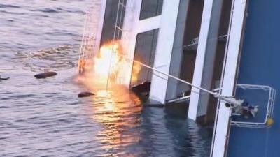 Controlled explosion on the Costa Concordia