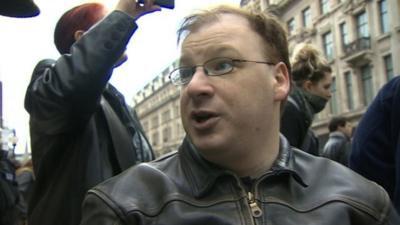 Demonstrator Steven Sumpter at the protest.