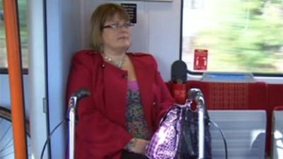 Disabled person on train