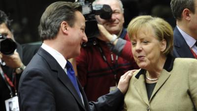 Prime Minister David Cameron and German Chancellor Angela Merkel