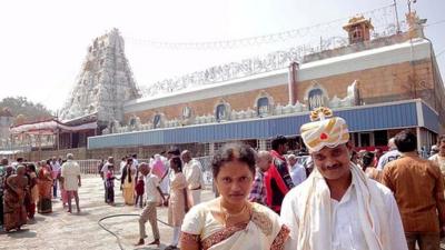 Newly-weds at Tirupati Temple