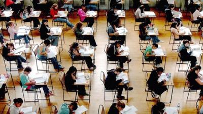 Students taking exams