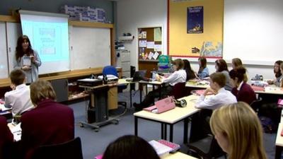 Teacher and pupils in a classroom