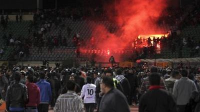 Violence breaks out at a football match in Port Said in Egypt