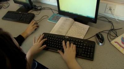 Student using a computer