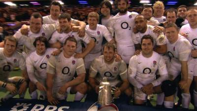 England celebrate with the Calcutta Cup