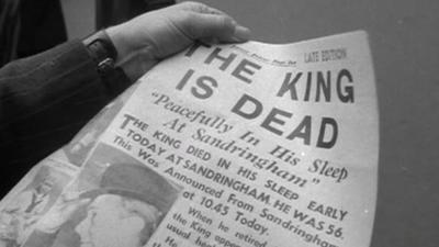 Newspaper announcing the death of George VI