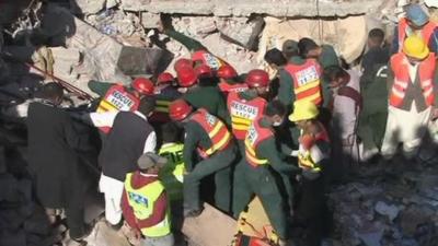 The rescue operation to find people trapped in the factory rubble