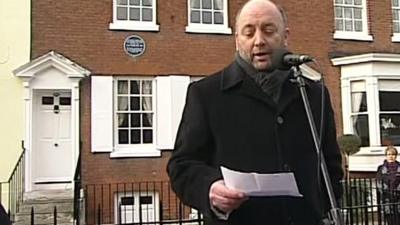 Ian Dickens, great great grandson of Charles Dickens, outside the author's birthplace