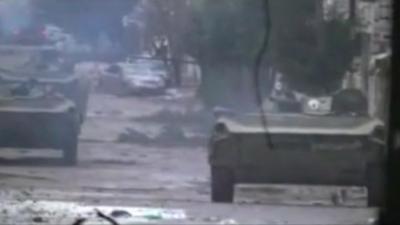 Unverified picture purporting to show tanks in Homs