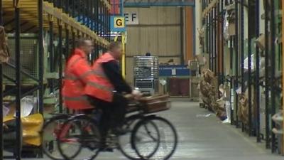 Cycling round Vauxhall's warehouse