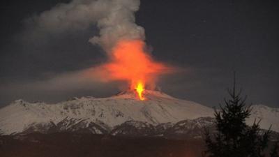 Mount Etna erupting