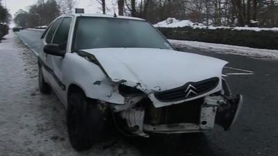 Car damaged in accident