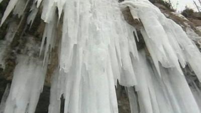 Frozen waterfall in China