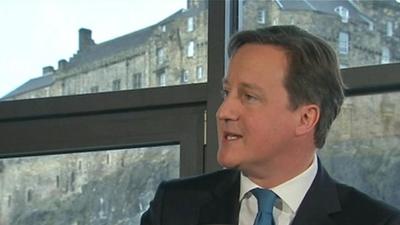 Prime Minister David Cameron says England, Scotland, Wales and Northern Ireland are stronger together