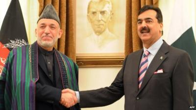 Afghanistan's President Hamid Karzai and Pakistan's Prime Minister Yousuf Raza Gilani