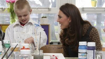 The Duchess of Cambridge and schoolboy Jaydn Proffitt