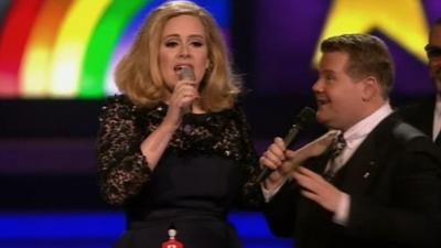 Adele's speech was cut short by James Corden