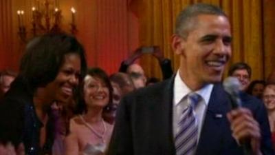 President Obama sings at White House