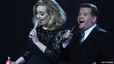 Adele and James Corden