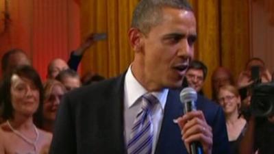 As the blues legends sang, President Obama took the mic and sang about his home town