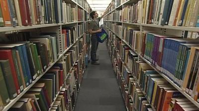 A student in a library