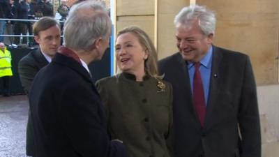 Hillary Clinton arrives at the conference