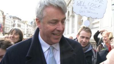 Andrew Lansley being heckled