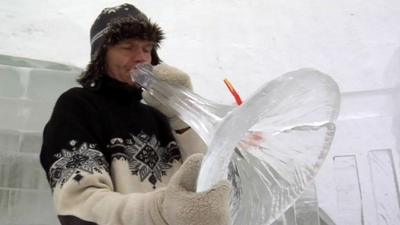 Terje Isungset playing his ice instrument