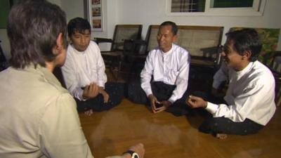 Min Ko Naing, Ko Ko Gyi and Htay Kywe with Rachel Harvey