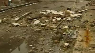 Debris filmed in Homs